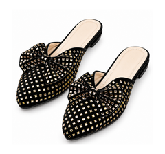 Fancy Bow Shoes– Black & Gold