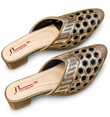 Golden Embellished Pointed-Toe Khussa | Party &
