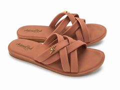 Marivel Elegant Cross Strap Ladies Slides β Peach