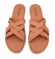 Marivel Elegant Cross Strap Ladies Slides β Peach