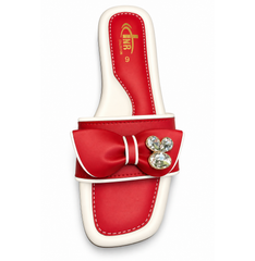 Red Bow Embellished Flat Sandals – Stylish Casual Wear