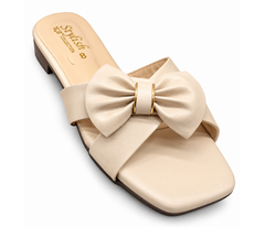 Women's Bow Knot Mule Sandals | Elegant Square-Toe Flat Slides