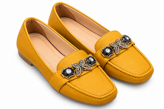 Women's Butterfly Embellished Flats | Sparkling Crystal Buckle Shoes