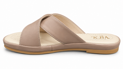 KBA Collection Women's Premium Taupe Buckle Slide Sandals | Elegant Casual & Party Wear