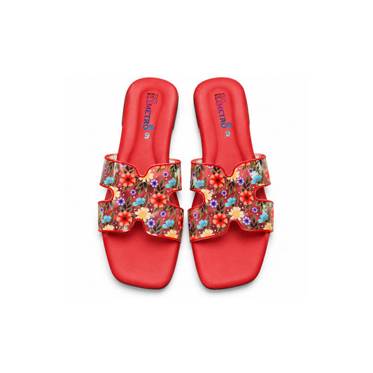 Floral Printed Transparent Fancy Ladies Sandals