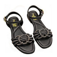 Black Buckle Strap Sandals Party Wear SHOP WITH CONFIDENCE!
