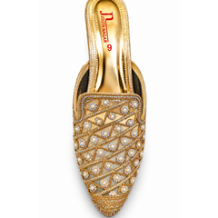 ❄️Premium Fancy Khussa | Elegant Golden Embellished Winter Collection