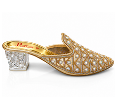 ❄️Premium Fancy Khussa | Elegant Golden Embellished Winter Collection