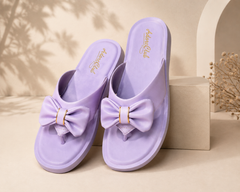 Elegant Lavender Bow Ladies Slippers
