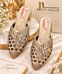Golden Embellished Pointed-Toe Khussa | Party &