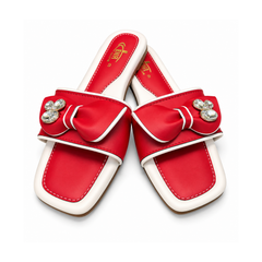 Red Bow Embellished Flat Sandals – Stylish Casual Wear