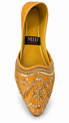 Golden Embroidered Khussa | Premium Party Wear Traditional Jutti