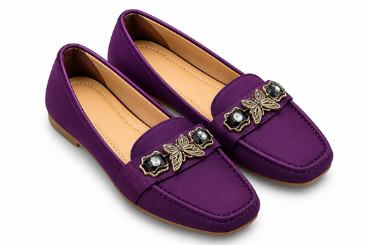 Women's Butterfly Embellished Flats | Sparkling Crystal Buckle Shoes