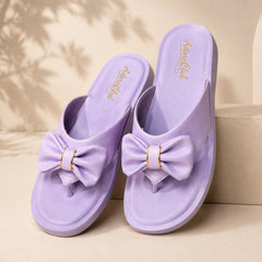Elegant Lavender Bow Ladies Slippers