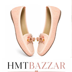 Peach Pink Bow Style Shoes