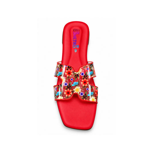 Floral Printed Transparent Fancy Ladies Sandals